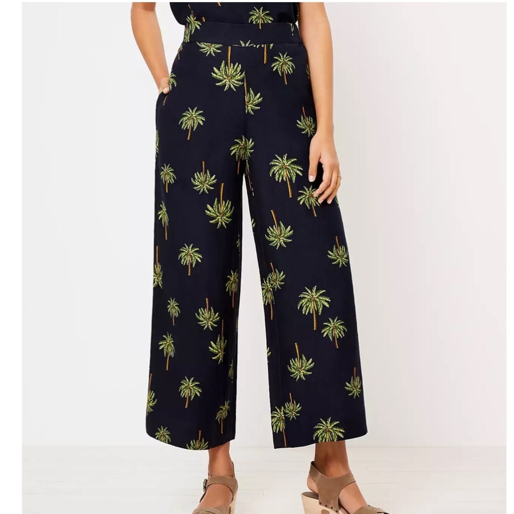 LOFT Wide-Leg Palm Print